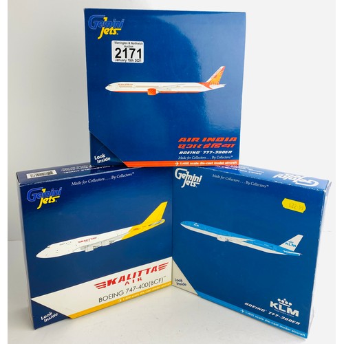 2171 - 3x Gemini Jets  1:400 Scale Aircraft Diecast Model Aircraft - In Boxes (ALL WHEELS PRESENT & OK) P&P... 