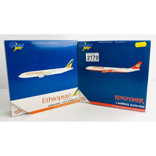 2170 - 2x Gemini Jets 1:400 Scale Aircraft Diecast Model Aircraft - In Boxes (ALL WHEELS PRESENT & OK) P&P ... 