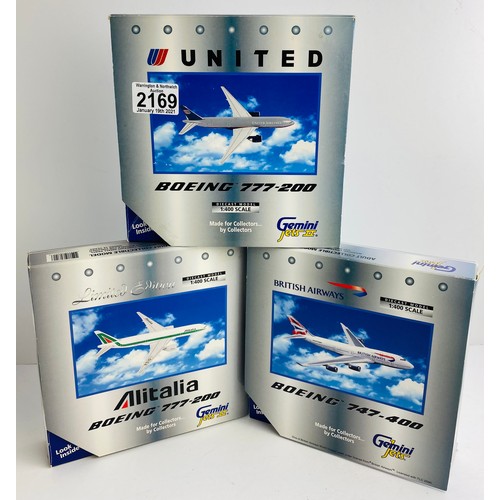 2169 - 3x Gemini Jets 1:400 Scale Aircraft Diecast Model Aircraft - In Boxes (ALL WHEELS PRESENT & OK) P&P ... 