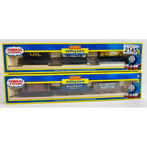 2145 - 2x Hornby Thomas & Friends OO Gauge R9704/R9706 Triple Wagon Packs Boxed New Ex Shop Stock P&P Group... 