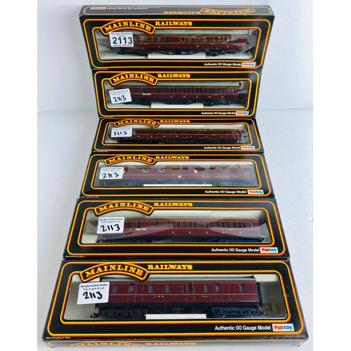 2113 - 6x Mainline OO Gauge LMS Coaches Boxed P&P Group 2 (£18+VAT for the first lot and £3+VAT for subsequ... 