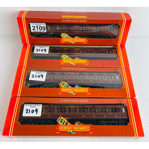 2109 - 4x Hornby  OO Gauge MR Clerestory Coaches Boxed P&P Group 1 (£14+VAT for the first lot and £1+VAT fo... 