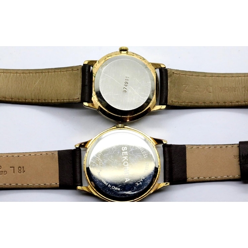 1109 - Two gents Sekonda wristwatches, both on faux leather straps and working at lotting. P&P Group 1 (£14... 