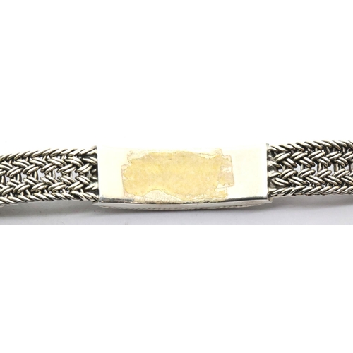 1128 - 925 silver and mother of pearl heavy bracelet, L: 19 cm. P&P Group 1 (£14+VAT for the first lot and ... 