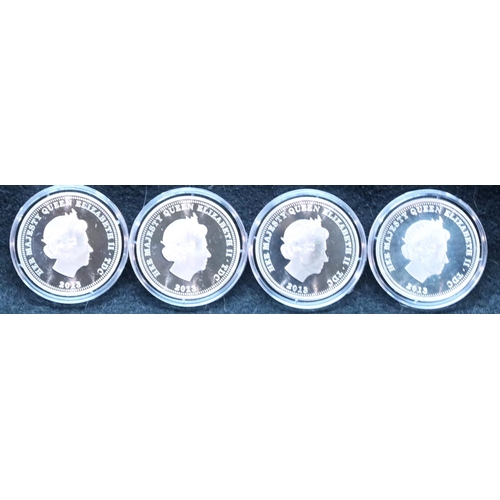 1138 - Set of four 999 silver 60th anniversary of the Coronation crowns set, boxed. P&P Group 2 (£18+VAT fo... 