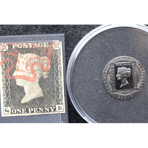 1175 - The Worlds First Blackened Penny Black Coin in Gold, (1/25 oz), with Worlds First Postage Stamp, the... 