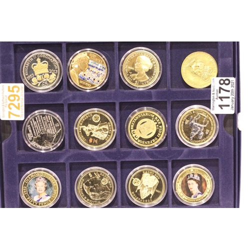 1178 - Twelve mixed Queen Elizabeth coins in a collectors box including enamelled examples. P&P Group 2 (£1... 