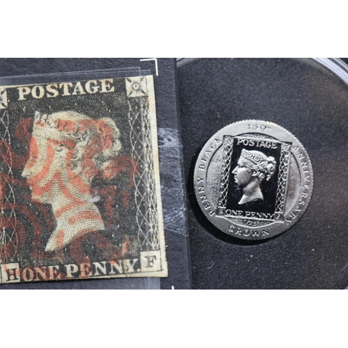 1187 - The Worlds First Blackened Penny Black Coin in Gold, (1/25 oz), with Worlds First Postage Stamp, the... 