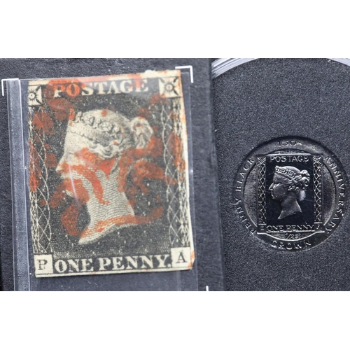 1188 - The Worlds First Blackened Penny Black Coin in Gold, (1/25 oz), with Worlds First Postage Stamp, the... 