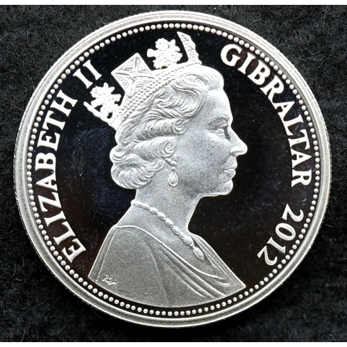 1197 - Boxed 2012 Gibraltar silver £5 coin, with certificate. P&P Group 1 (£14+VAT for the first lot and £1... 