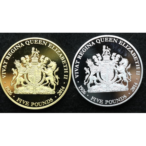 1199 - Two Queen Elizabeth Tristan Da Cunha boxed £5 coins, one silver. P&P Group 1 (£14+VAT for the first ... 