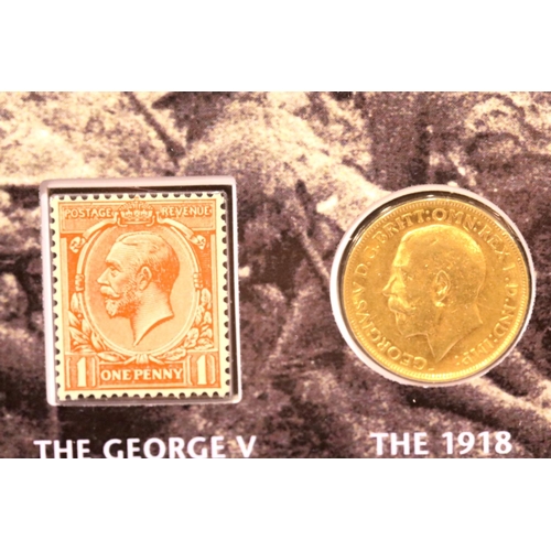 1205 - Limited edition Centenary of the First World War gold sovereign presentation stamp cover. P&P Group ... 