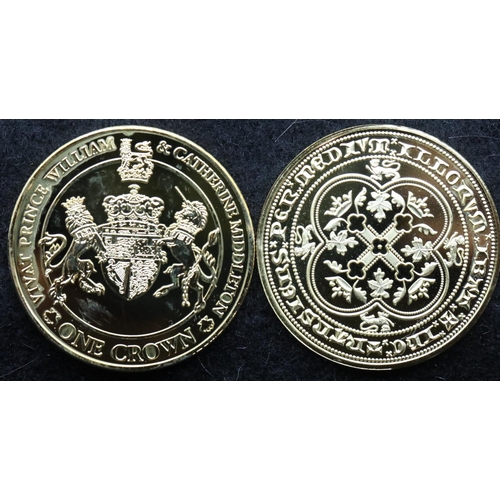 1212 - William and Kate plated crown and a Millionaire coin. P&P Group 1 (£14+VAT for the first lot and £1+... 