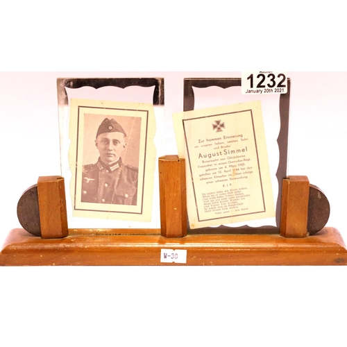 1232 - WWII framed pair of German Death Cards to two brothers, one was killed in 1941, the other in 1944. P... 