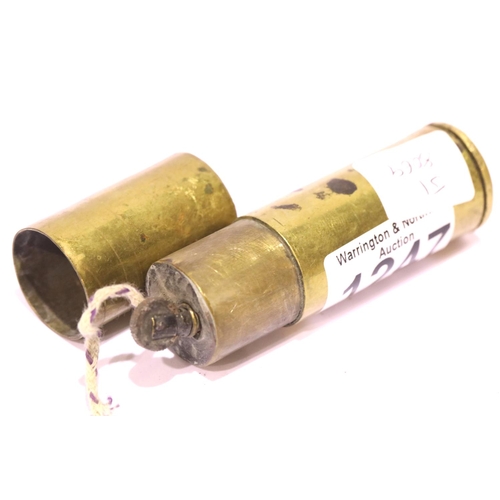 1247 - Brass shell case formed Trench Art lighter. P&P Group 1 (£14+VAT for the first lot and £1+VAT for su... 