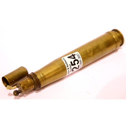 1254 - Brass shell case formed Trench Art lighter. P&P Group 1 (£14+VAT for the first lot and £1+VAT for su... 