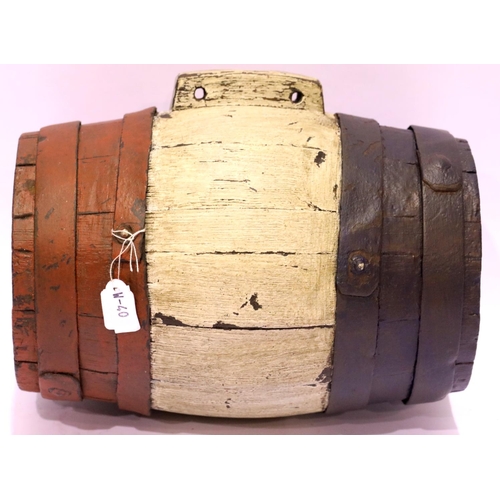 1259 - Napoleonic period Patriotic painted French powder barrel. P&P group 2 (£18+ VAT for the first lot an... 