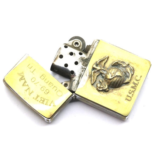 1277 - Original 1959 dated coded U.S.M.C Zippo, Engraved in Vietnam 1970. P&P Group 1 (£14+VAT for the firs... 