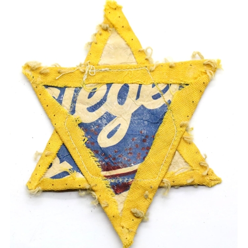 1280 - WWII hand made Jewish Star of David taken off an old coat. P&P Group 1 (£14+VAT for the first lot an... 