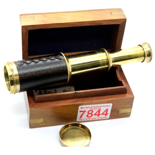 1308 - Cased two draw brass telescope in a Nautical themed box. P&P Group 1 (£14+VAT for the first lot and ... 