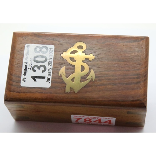 1308 - Cased two draw brass telescope in a Nautical themed box. P&P Group 1 (£14+VAT for the first lot and ... 