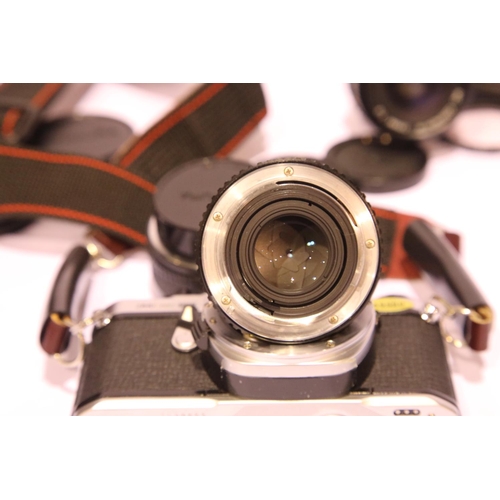 1326 - Pentax ME Super film camera with 1:1.7 50mm lens, Komura Telemore95 lens, Cosinon-W 28mm 1.2 lens, C... 