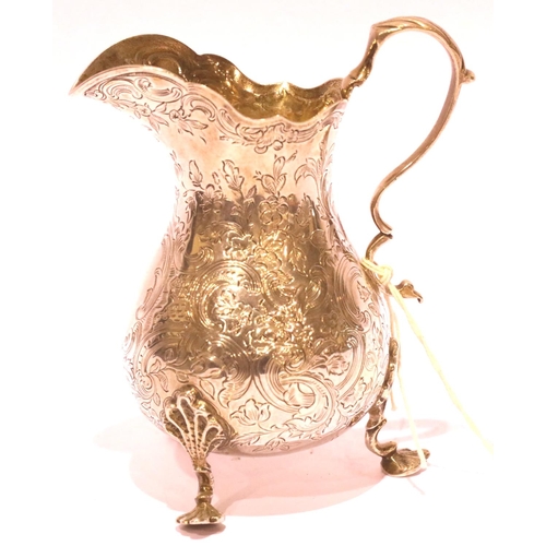 1332 - Victorian hallmarked silver cream jug, London assay 1847, 175g. P&P Group 1 (£14+VAT for the first l... 