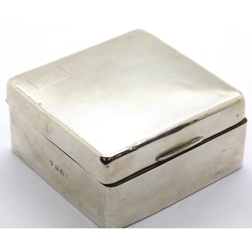 1355 - George V hallmarked silver box, cedar lined, 9 x 9 x 4 cm H, 222g. P&P Group 1 (£14+VAT for the firs... 