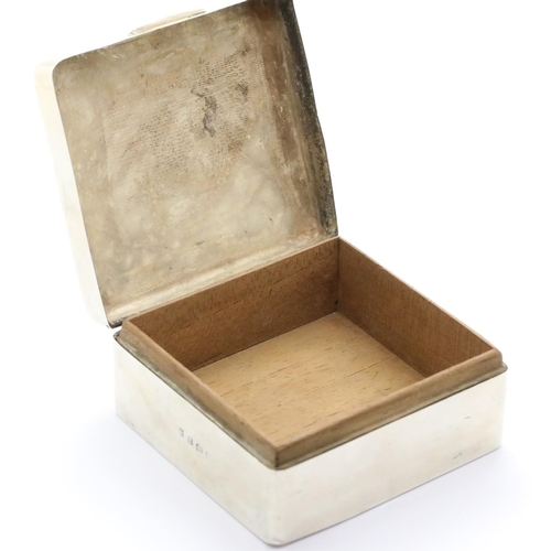 1355 - George V hallmarked silver box, cedar lined, 9 x 9 x 4 cm H, 222g. P&P Group 1 (£14+VAT for the firs... 