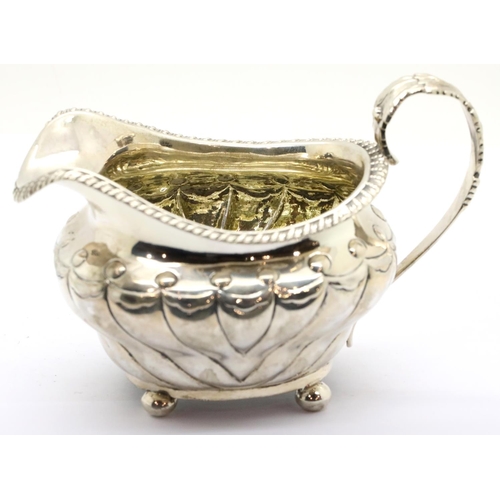 1358 - George VI hallmarked silver milk jug, London assay 1824, L: 15 cm, 201g. P&P Group 1 (£14+VAT for th... 