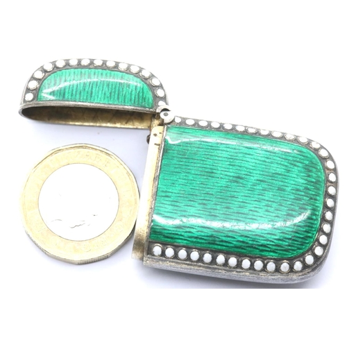 1359 - Norwegian enamelled sterling silver vesta case, 4.5 x 3 cm, 30g. P&P Group 1 (£14+VAT for the first ... 