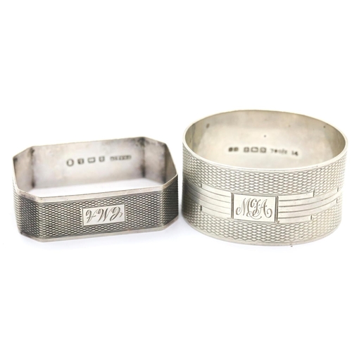 1369 - Two Art Deco hallmarked silver napkin rings, combined 47g. P&P Group 1 (£14+VAT for the first lot an... 