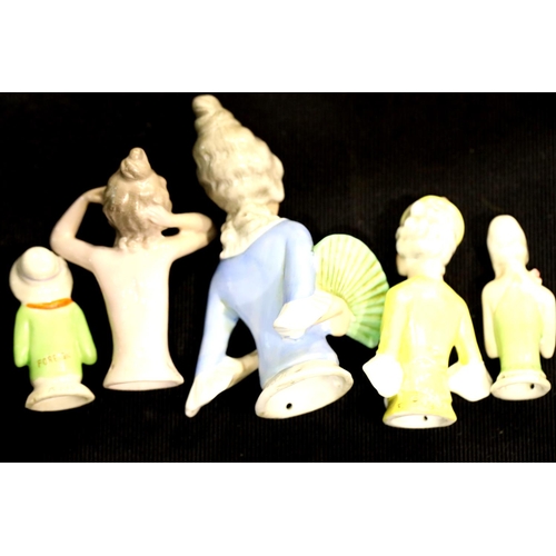 1417 - Five ceramic pin cushion dolls a nude example. P&P Group 2 (£18+VAT for the first lot and £3+VAT for... 