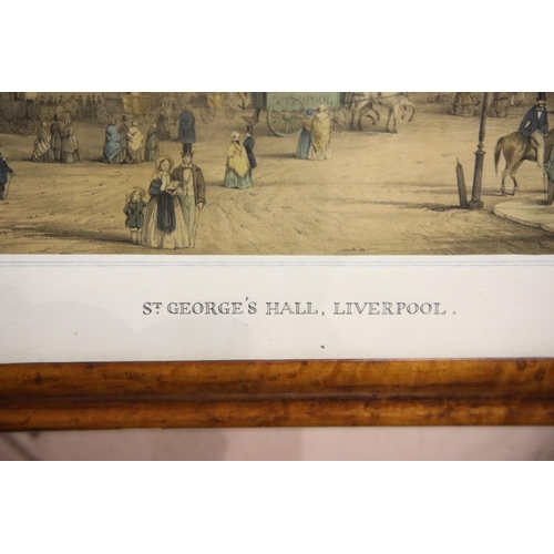 1582 - Antique hand tinted lithograph of St George's Hall Liverpool, 30 x 40 cm. P&P Group 3 (£25+VAT for t... 