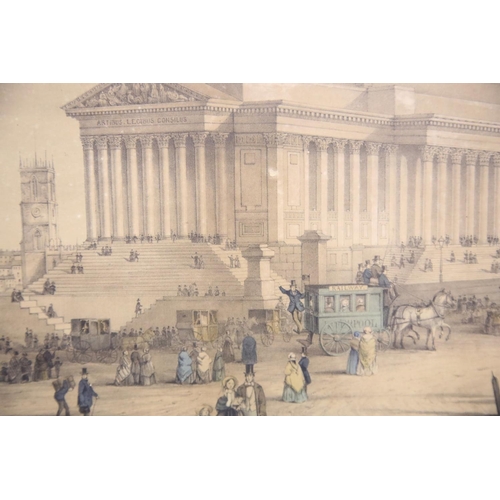 1582 - Antique hand tinted lithograph of St George's Hall Liverpool, 30 x 40 cm. P&P Group 3 (£25+VAT for t... 