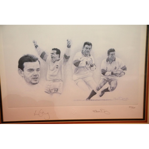 1585 - Michael Grimsdale limited edition print of the England Rugby Grandslam Champions 1995, overall 85 x ... 