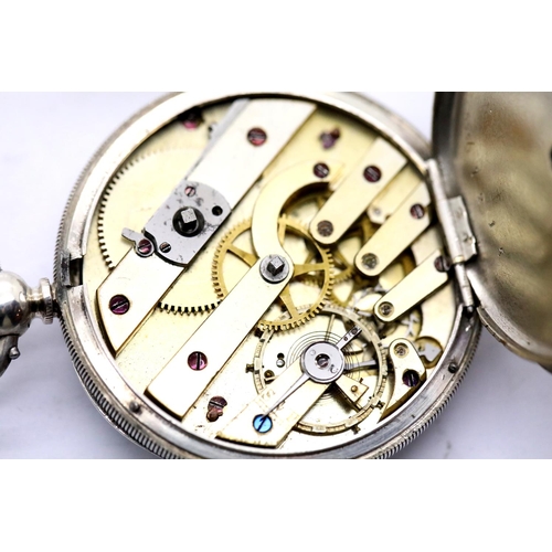 1095A - White metal cased open faced pocket watch with key wind bar movement. P&P Group 1 (£14+VAT for the f... 