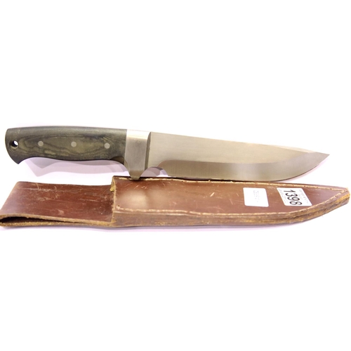 1398 - Large Bowie type knife made by Farid England, marked CLS to blade, in sheath. P&P Group 1 (£14+VAT f... 