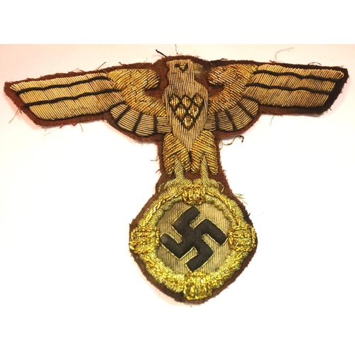 3004 - German Third rich type SA Brownshirts embroidered cloth eagle and swastika, removed from a flag or p... 