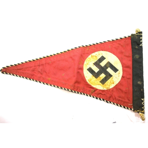 3006 - German Third reich type NSDAP party pennant with braided edge, L: 31 cm. P&P Group 1 (£14+VAT for th... 