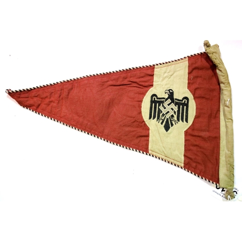 3010 - German Third Reich type NRSL German Sports Association pennant with braided edge, L: 36 cm. P&P Grou... 