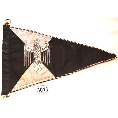 3011 - German Third Reich type NRSL German Sports Association pennant with braided edge, L: 36 cm. P&P Grou... 