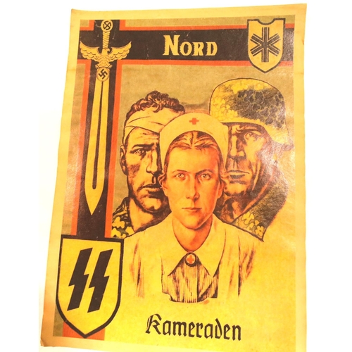 3037 - German WWII type recruitment poster for the Waffen SS NORD division, 44 x 31 cm. P&P Group 1 (£14+VA... 