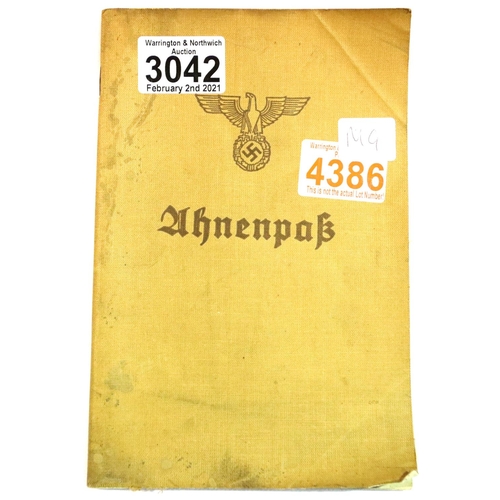 3042 - German Third Reich type Ahnenpass canvas covered book, un-completed. P&P Group 1 (£14+VAT for the fi... 