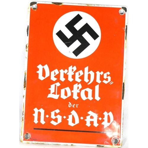 3060 - German Third Reich type NSDAP enamelled metal sign, 17 x 12 cm. P&P Group 1 (£14+VAT for the first l... 