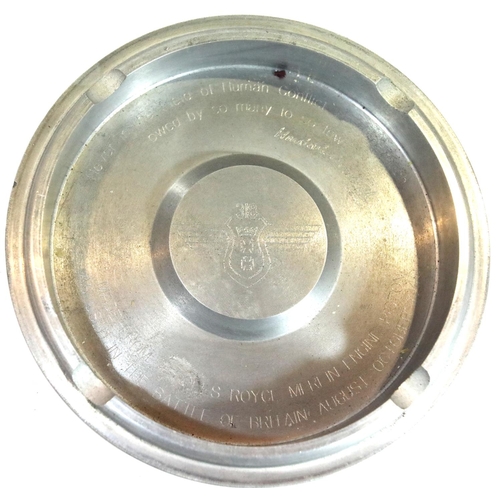 3074 - British Post War commemorative ashtray made from a Rolls Royce Merlin engine piston ring, inscribed ... 