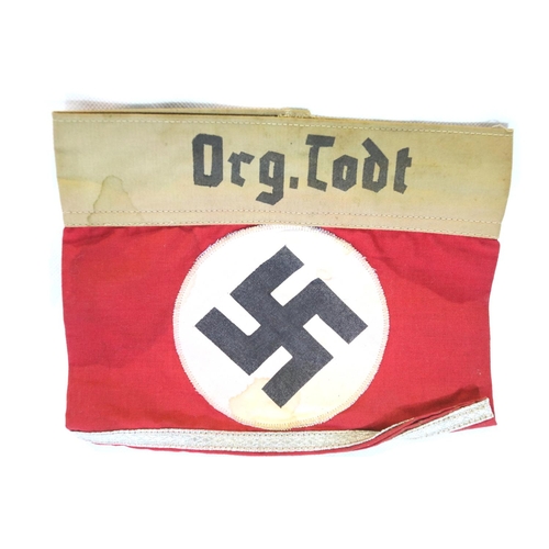 3089 - German Third Reich type labour armband: Org Todt with silver braid. P&P Group 1 (£14+VAT for the fir... 