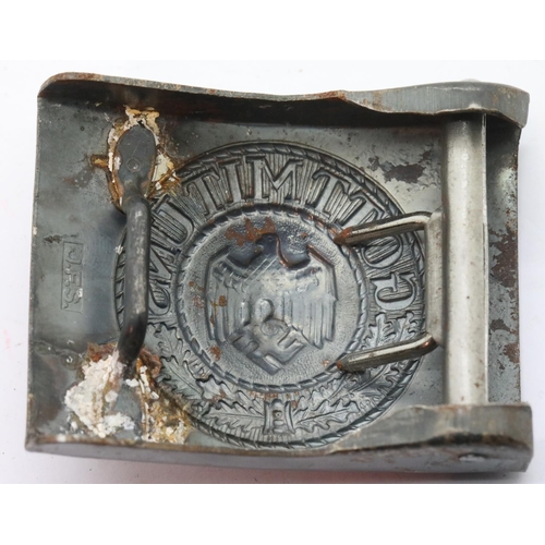 3123 - German WWII type Wehrmacht belt buckle in gun metal finish marked JFS verso. P&P Group 1 (£14+VAT fo... 