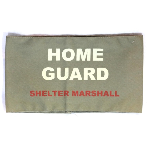 3142 - British Home Front type armband: Home Guard Shelter Marshall. P&P Group 1 (£14+VAT for the first lot... 