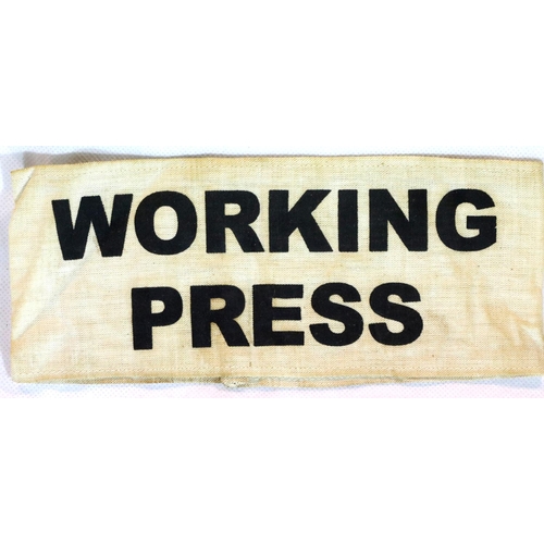 3141 - British Home Front type armband: Working Press. P&P Group 1 (£14+VAT for the first lot and £1+VAT fo... 